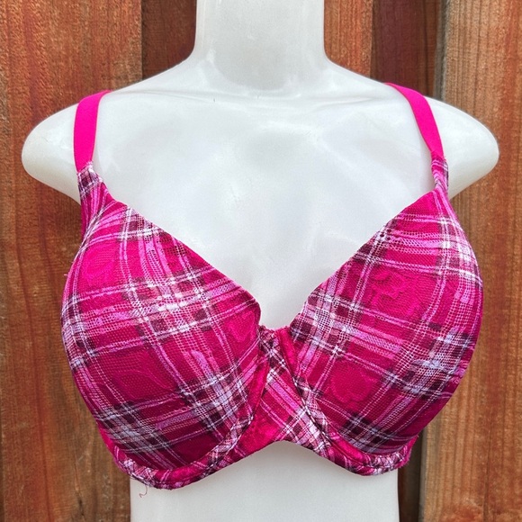 No Boundaries Other - No Boundaries Pink Plaid Women's Bra